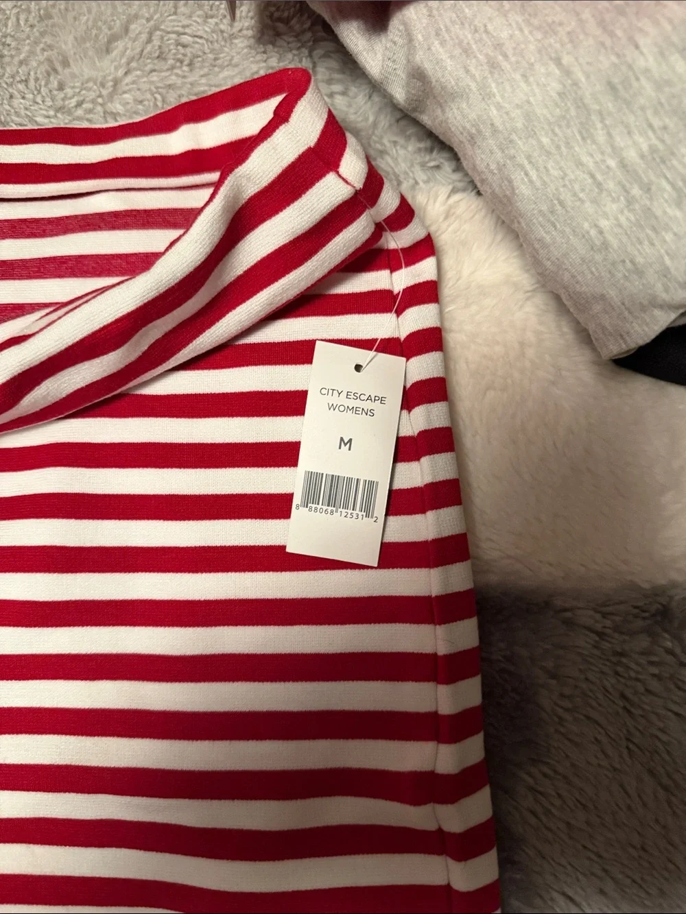 dip Red and White Striped Pencil Skirt
